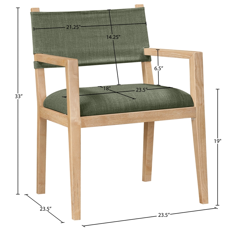 Meridian Furniture Avon Olive Linen Textured Fabric Dining Arm Chair