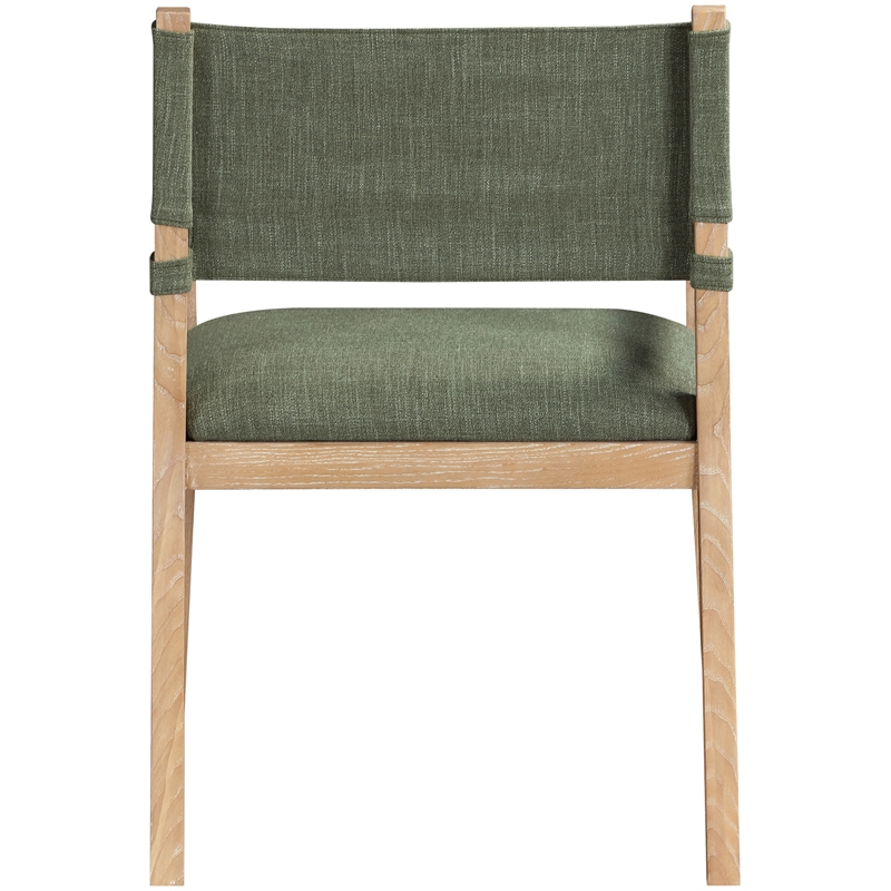 Meridian Furniture Avon Olive Linen Textured Fabric Dining Arm Chair