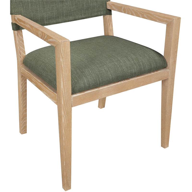Meridian Furniture Avon Olive Linen Textured Fabric Dining Arm Chair