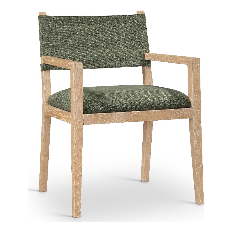 Meridian Furniture Avon Olive Linen Textured Fabric Dining Arm Chair
