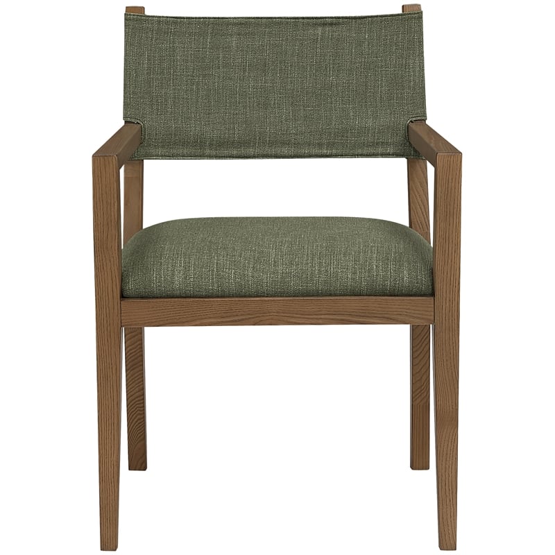 Meridian Furniture Avon Olive Linen Textured Fabric Dining Arm Chair