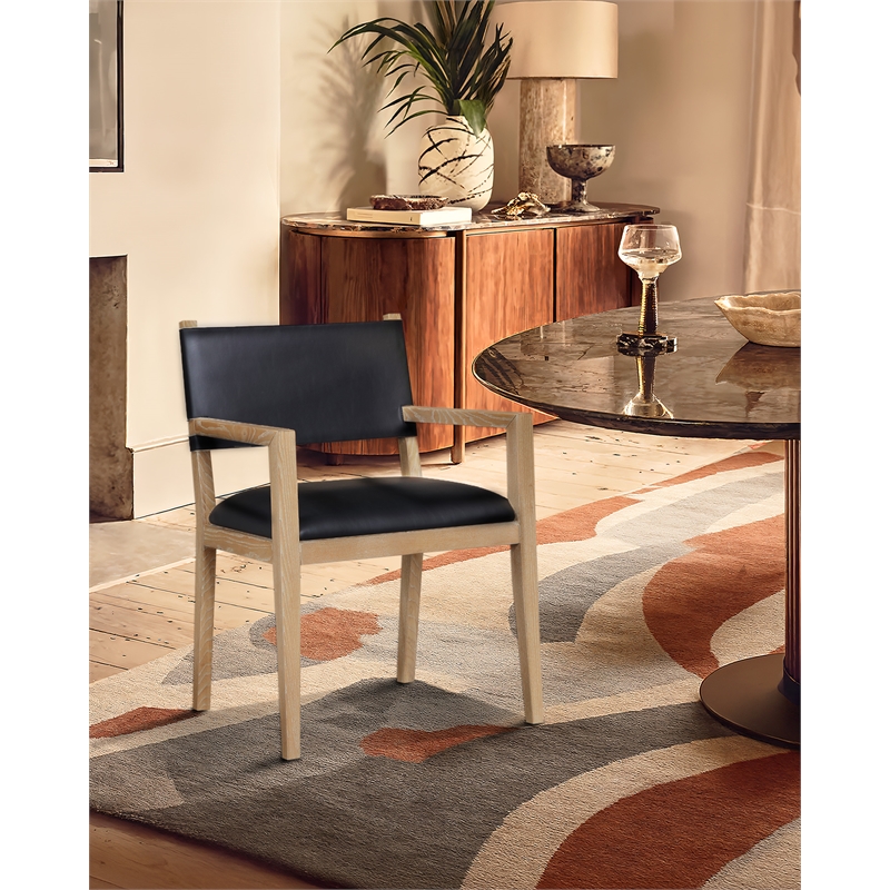 Meridian Furniture Avon Black Vegan Leather Dining Arm Chair