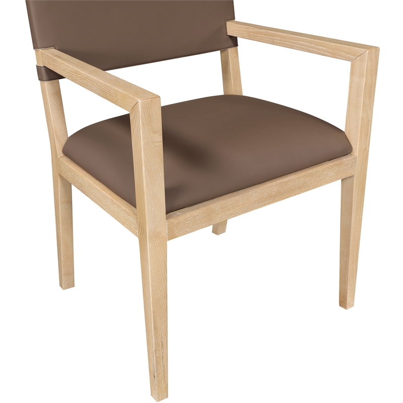 Meridian Furniture Avon Brown Vegan Leather Dining Arm Chair