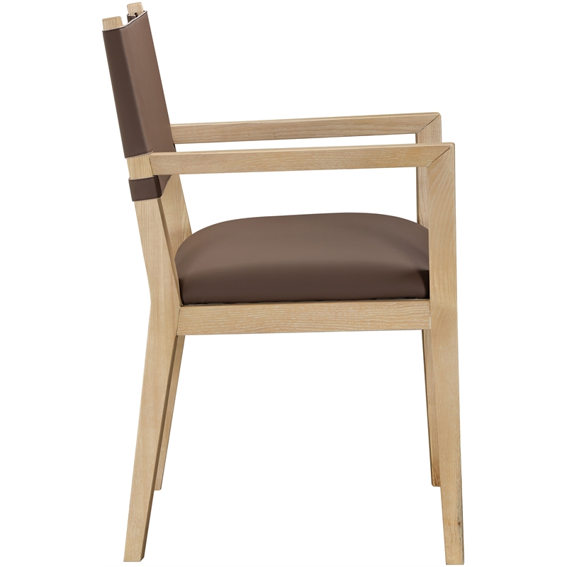 Meridian Furniture Avon Brown Vegan Leather Dining Arm Chair