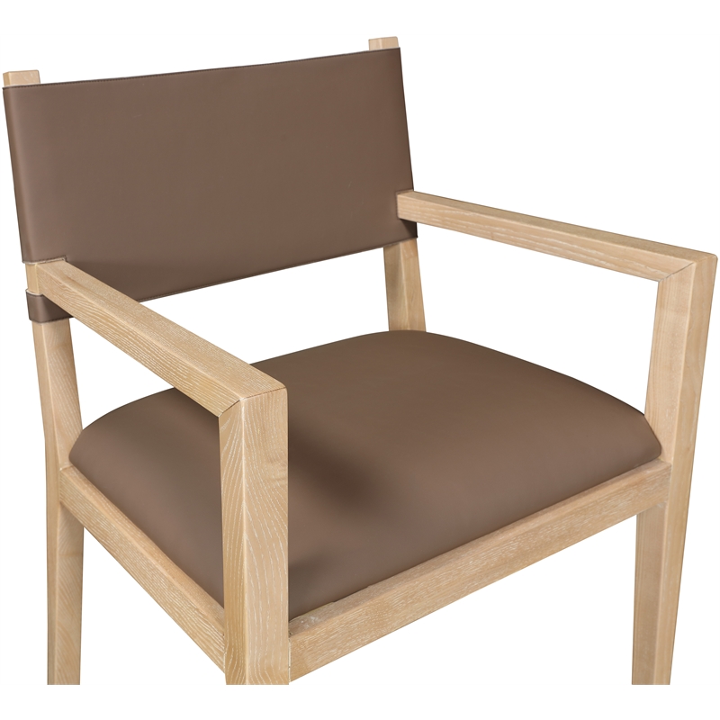 Meridian Furniture Avon Brown Vegan Leather Dining Arm Chair