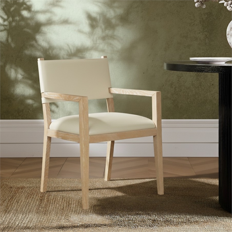 Meridian Furniture Avon Cream Vegan Leather Dining Arm Chair