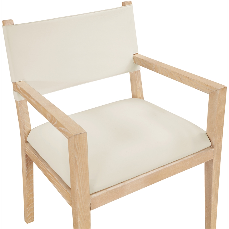 Meridian Furniture Avon Cream Vegan Leather Dining Arm Chair