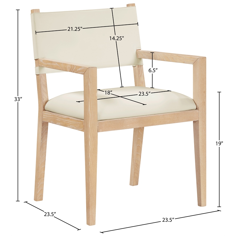 Meridian Furniture Avon Cream Vegan Leather Dining Arm Chair