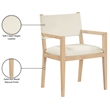 Meridian Furniture Avon Cream Vegan Leather Dining Arm Chair