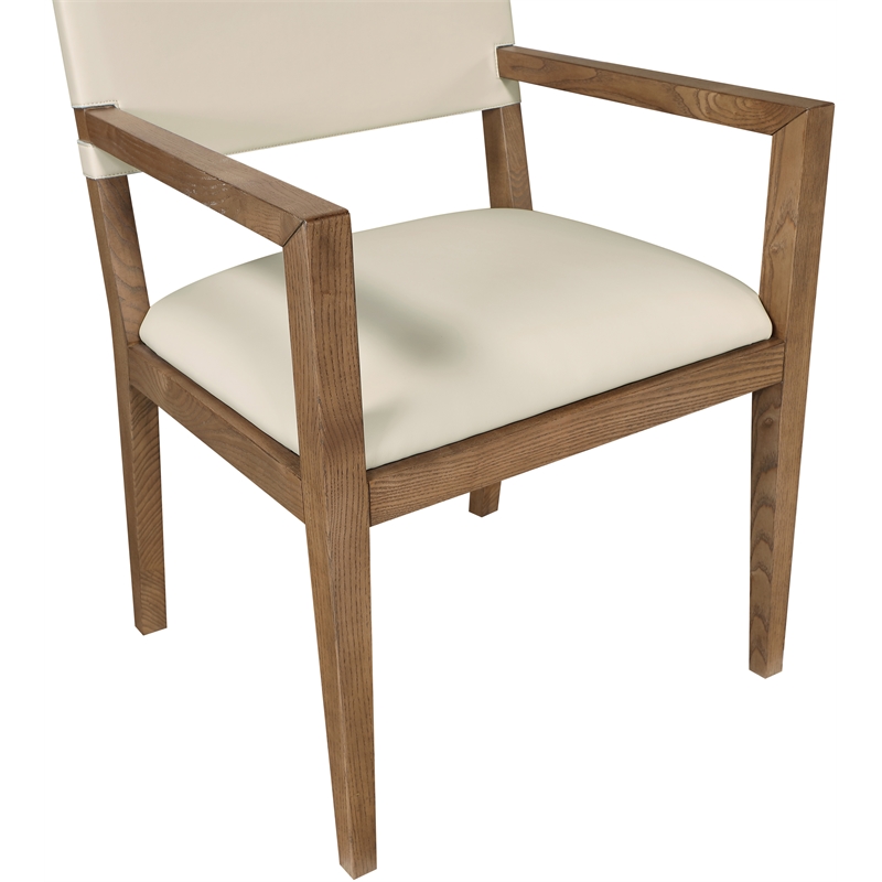 Meridian Furniture Avon Beige Vegan Leather Dining Arm Chair
