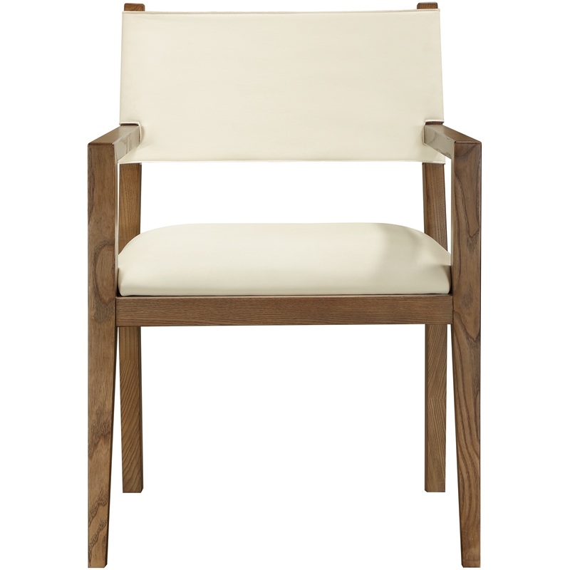 Meridian Furniture Avon Cream Vegan Leather Dining Arm Chair