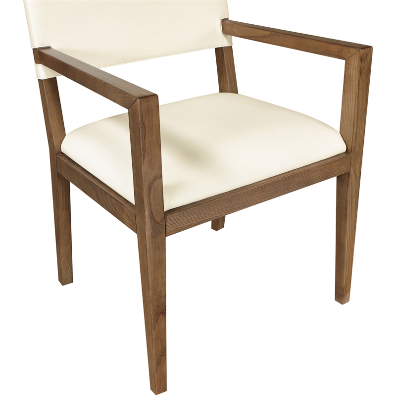 Meridian Furniture Avon Cream Vegan Leather Dining Arm Chair