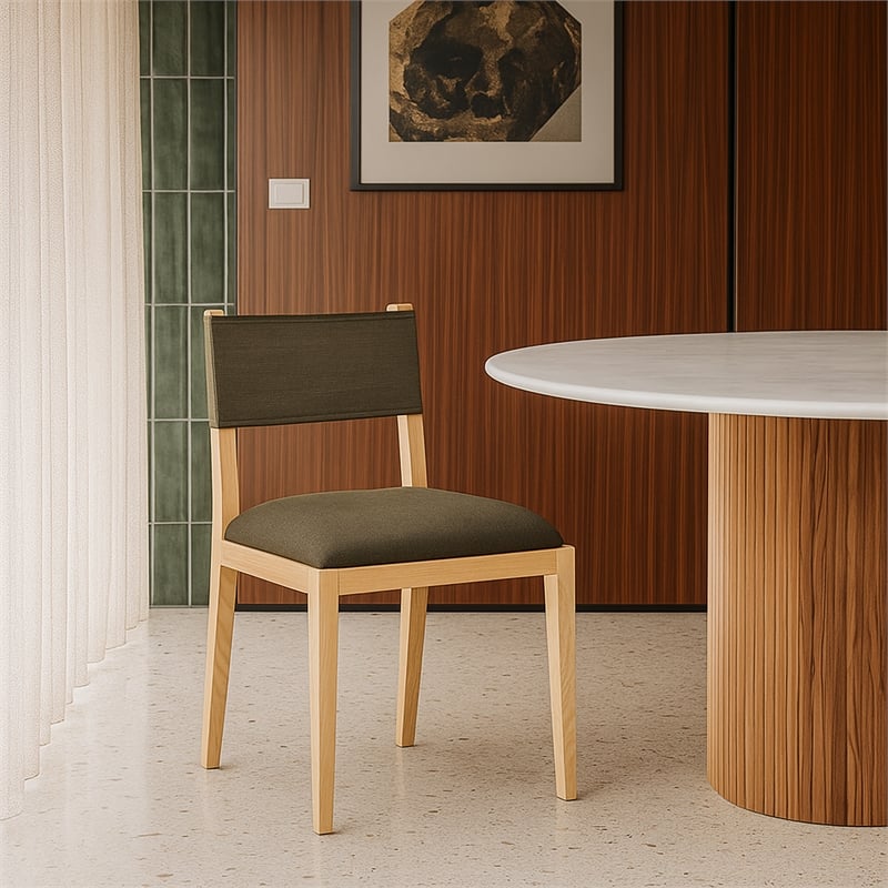 Meridian Furniture Avon Brown Linen Textured Fabric Dining Side Chair (Set of 2)