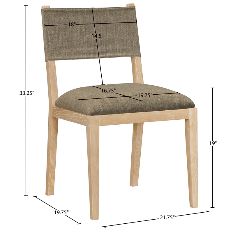 Meridian Furniture Avon Brown Linen Textured Fabric Dining Side Chair (Set of 2)