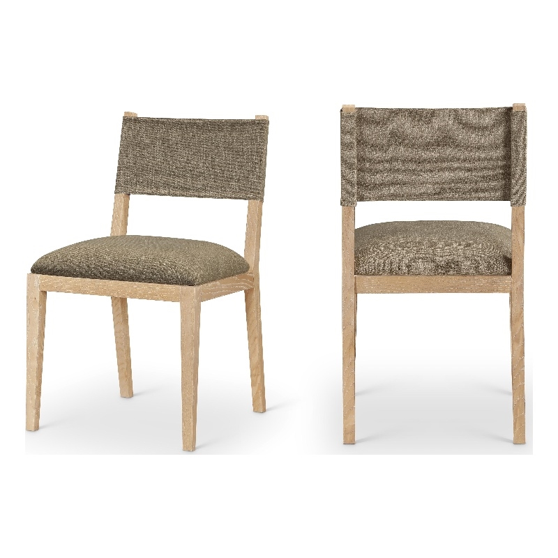 Meridian Furniture Avon Brown Linen Textured Fabric Dining Side Chair (Set of 2)