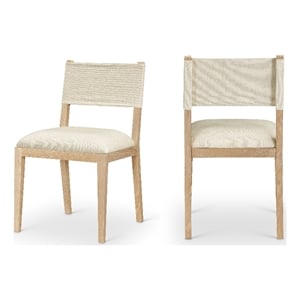 Meridian Furniture Avon Cream Linen Textured Fabric Dining Side Chair (Set of 2)
