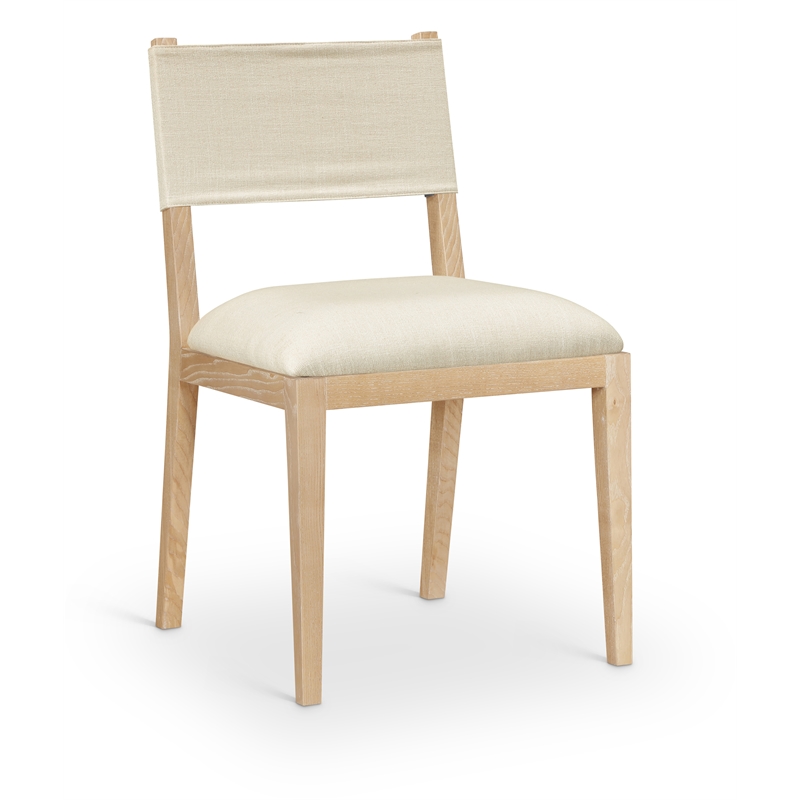 Meridian Furniture Avon Cream Linen Textured Fabric Dining Side Chair (Set of 2)