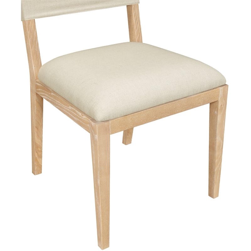 Meridian Furniture Avon Cream Linen Textured Fabric Dining Side Chair (Set of 2)