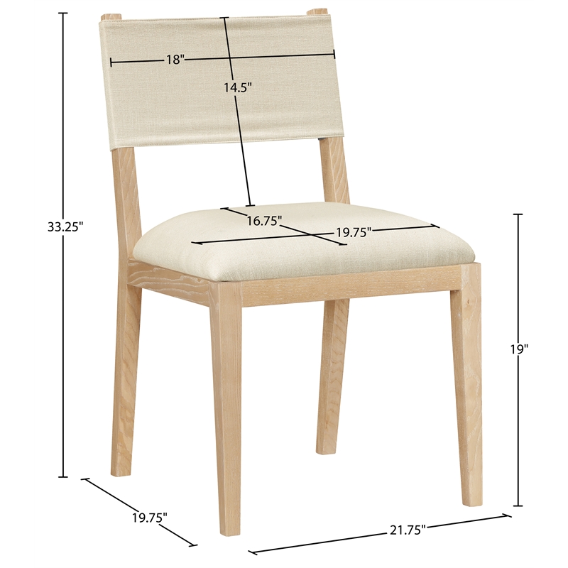 Meridian Furniture Avon Cream Linen Textured Fabric Dining Side Chair (Set of 2)
