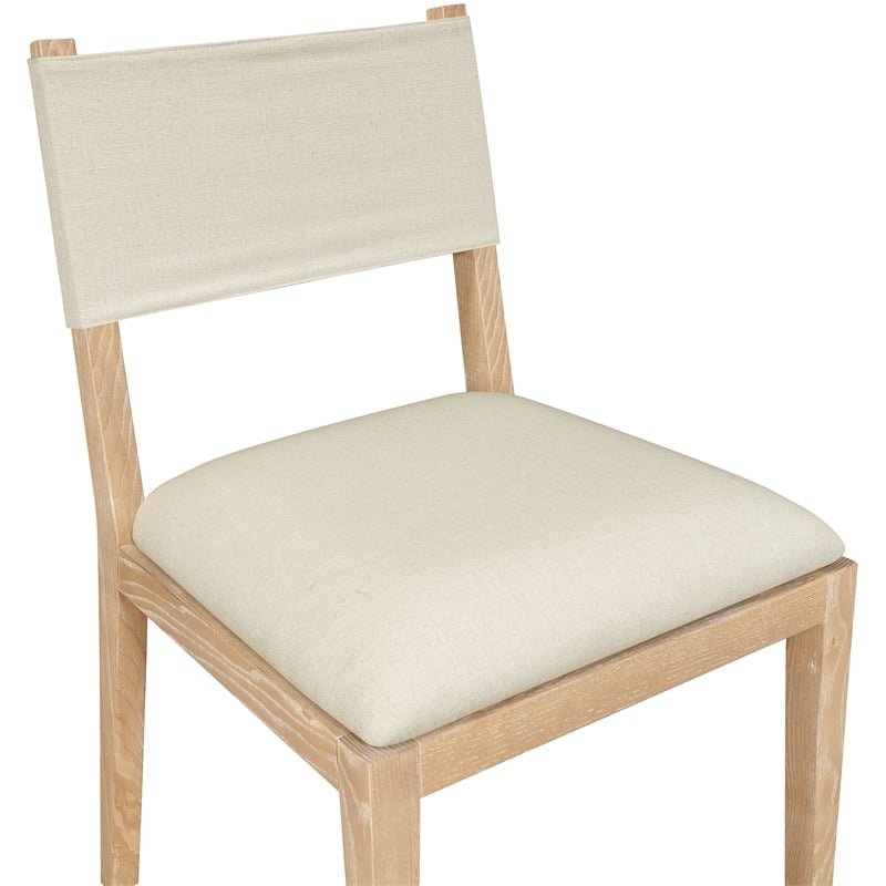 Meridian Furniture Avon Cream Linen Textured Fabric Dining Side Chair (Set of 2)