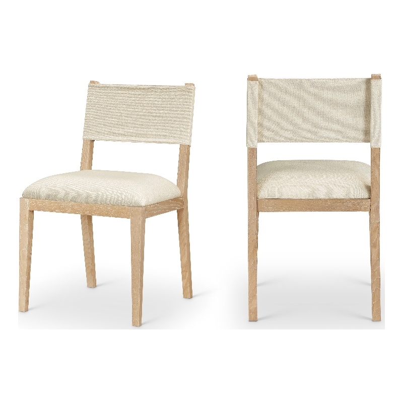 Meridian Furniture Avon Cream Linen Textured Fabric Dining Side Chair (Set of 2)