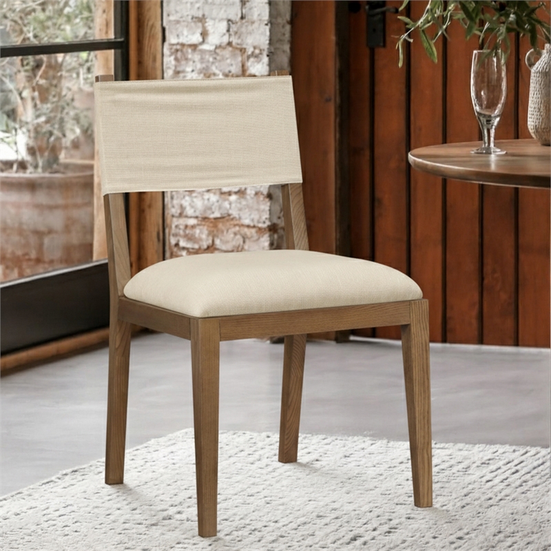 Meridian Furniture Avon Beige Linen Textured Fabric Dining Side Chair (Set of 2)