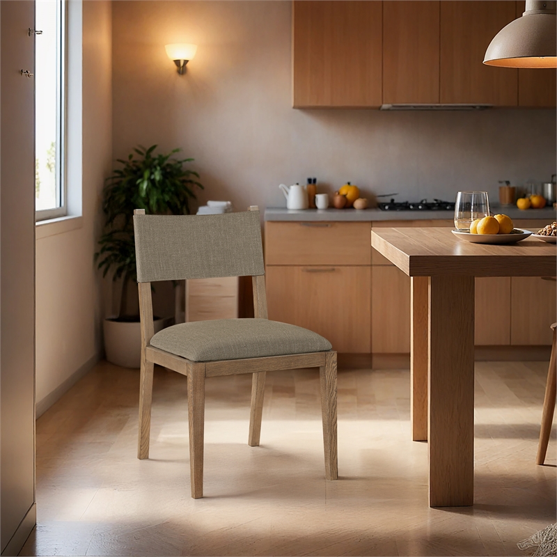 Meridian Furniture Avon Brown Linen Textured Fabric Dining Side Chair (Set of 2)