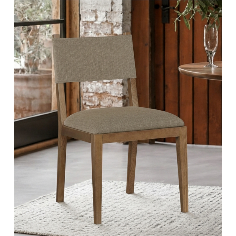 Meridian Furniture Avon Brown Linen Textured Fabric Dining Side Chair (Set of 2)
