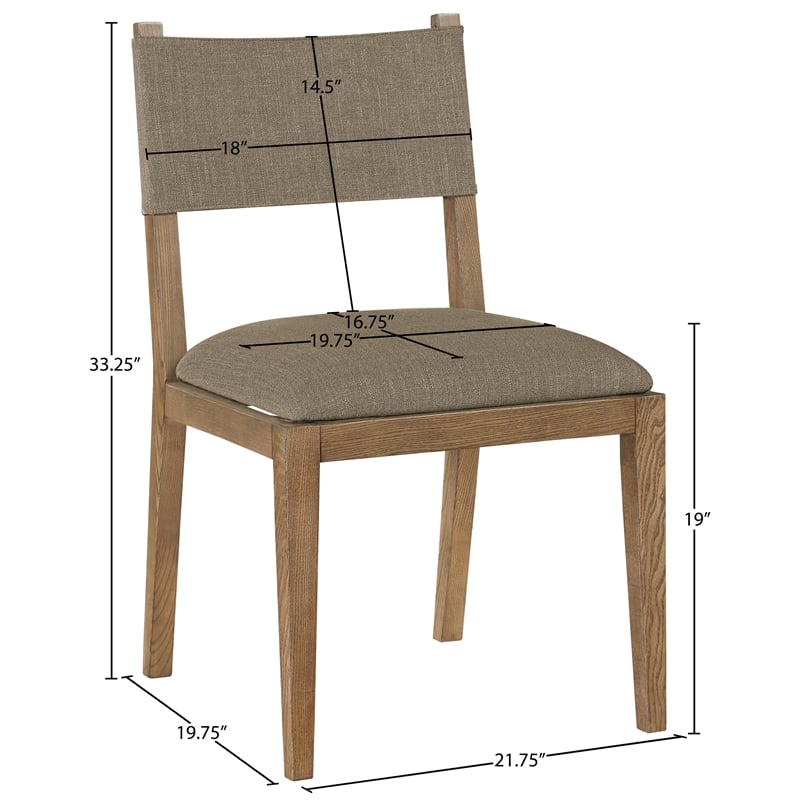 Meridian Furniture Avon Brown Linen Textured Fabric Dining Side Chair (Set of 2)