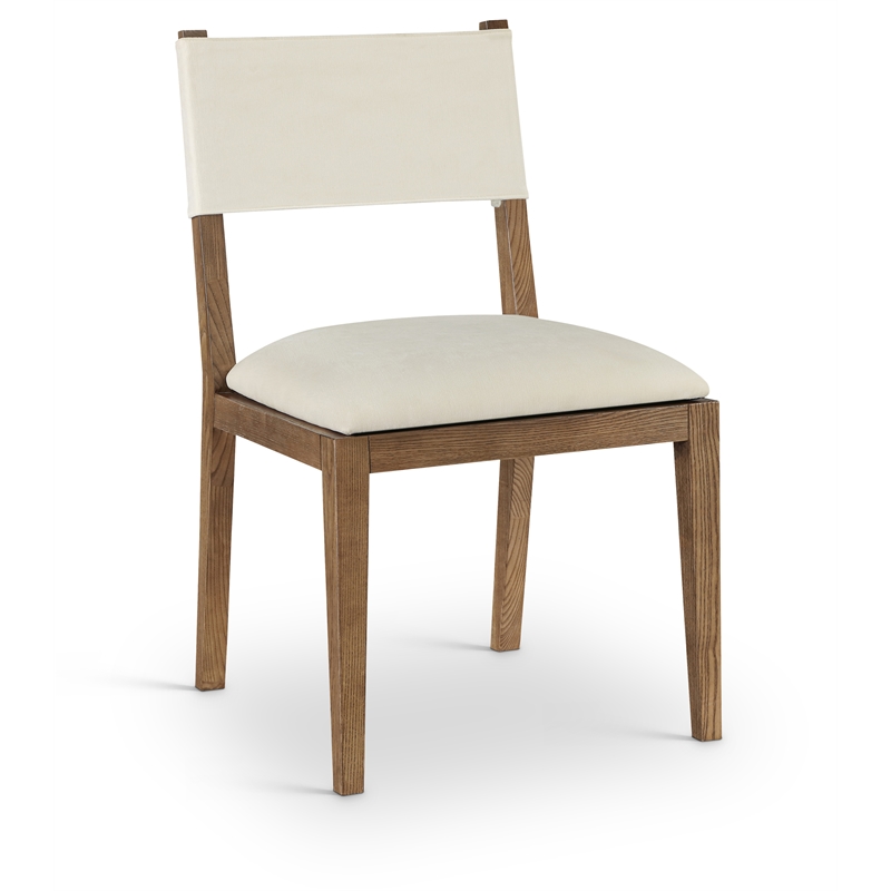 Meridian Furniture Avon Cream Linen Textured Fabric Dining Side Chair (Set of 2)