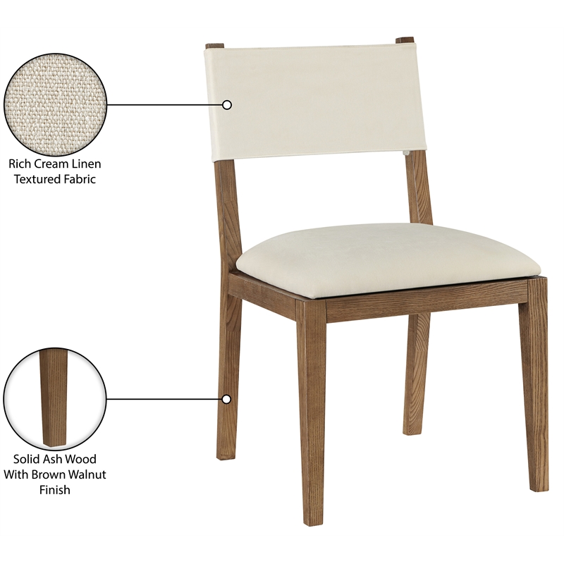 Meridian Furniture Avon Cream Linen Textured Fabric Dining Side Chair (Set of 2)