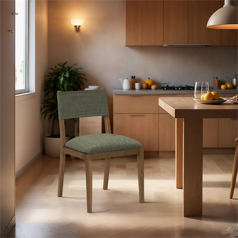 Meridian Furniture Avon Olive Linen Textured Fabric Dining Side Chair (Set of 2)