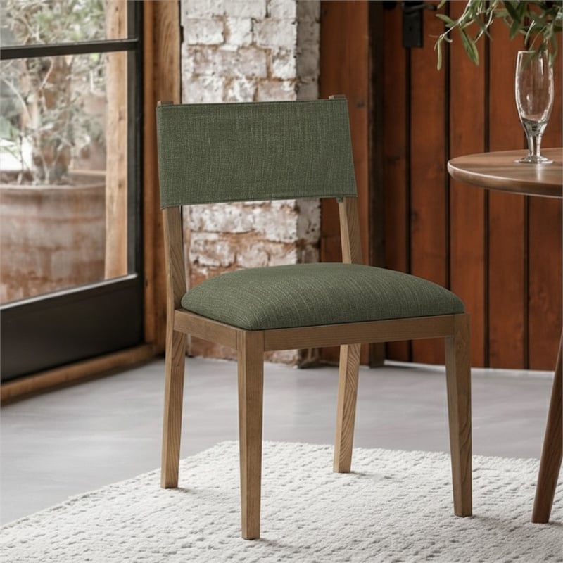 Meridian Furniture Avon Olive Linen Textured Fabric Dining Side Chair (Set of 2)