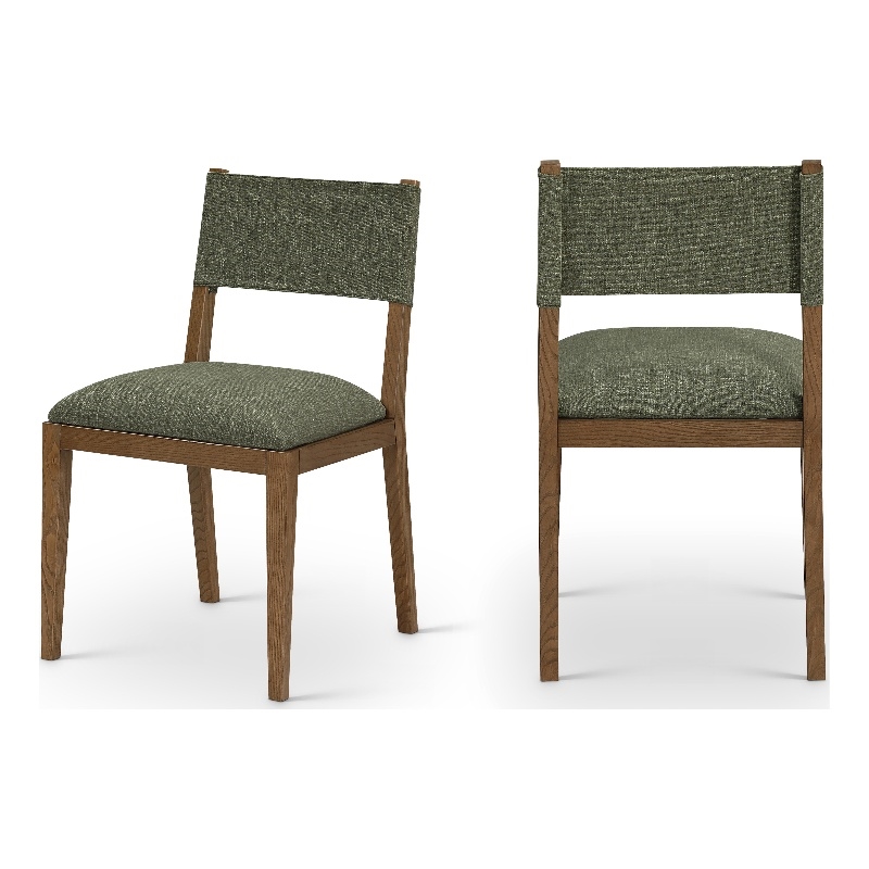 Meridian Furniture Avon Olive Linen Textured Fabric Dining Side Chair (Set of 2)