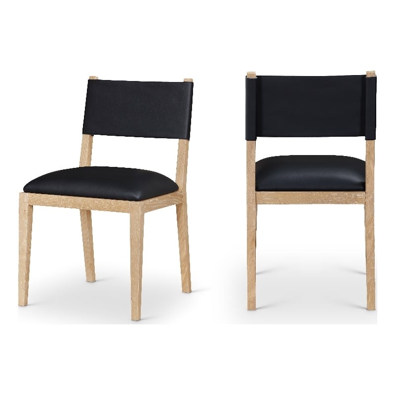 Meridian Furniture Avon Black Vegan Leather Dining Side Chair (Set of 2)