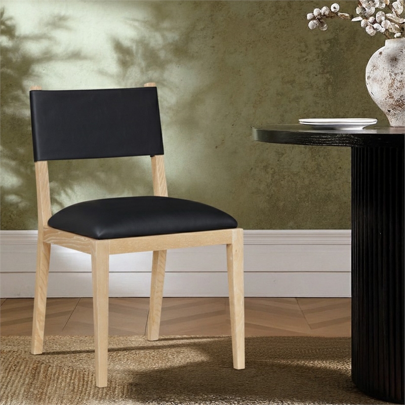 Meridian Furniture Avon Black Vegan Leather Dining Side Chair (Set of 2)