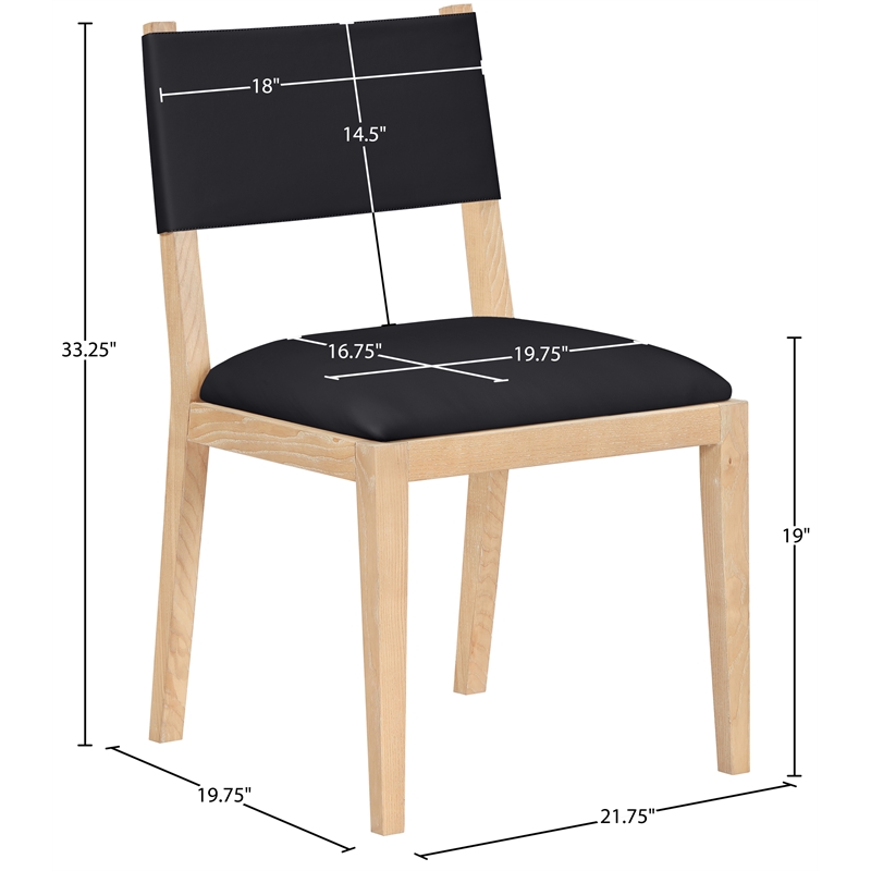 Meridian Furniture Avon Black Vegan Leather Dining Side Chair (Set of 2)