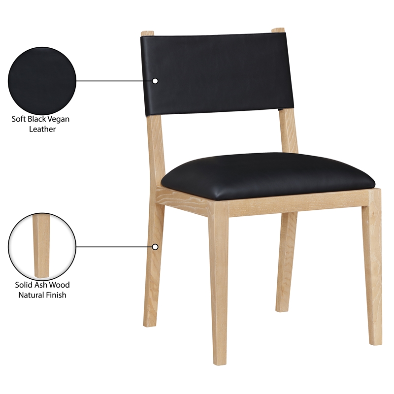 Meridian Furniture Avon Black Vegan Leather Dining Side Chair (Set of 2)