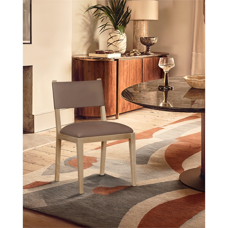 Meridian Furniture Avon Brown Vegan Leather Dining Side Chair (Set of 2)
