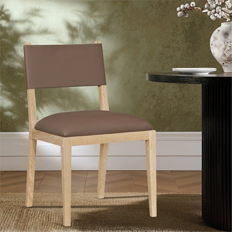 Meridian Furniture Avon Brown Vegan Leather Dining Side Chair (Set of 2)