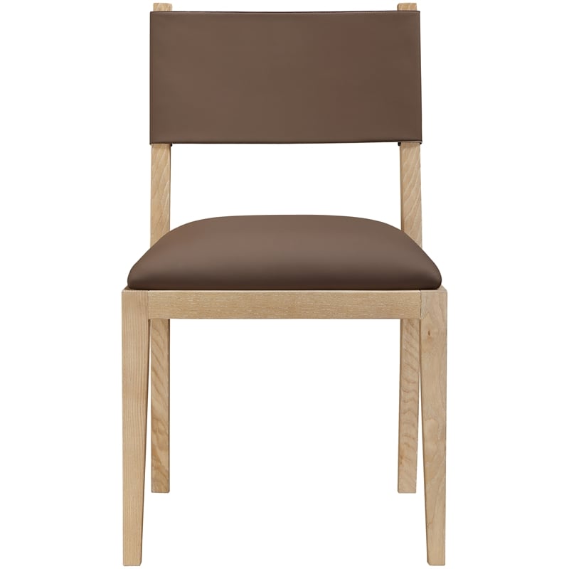 Meridian Furniture Avon Brown Vegan Leather Dining Side Chair (Set of 2)