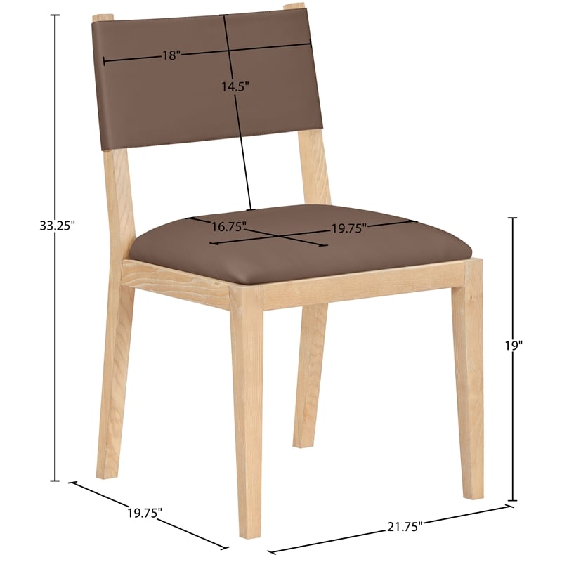 Meridian Furniture Avon Brown Vegan Leather Dining Side Chair (Set of 2)