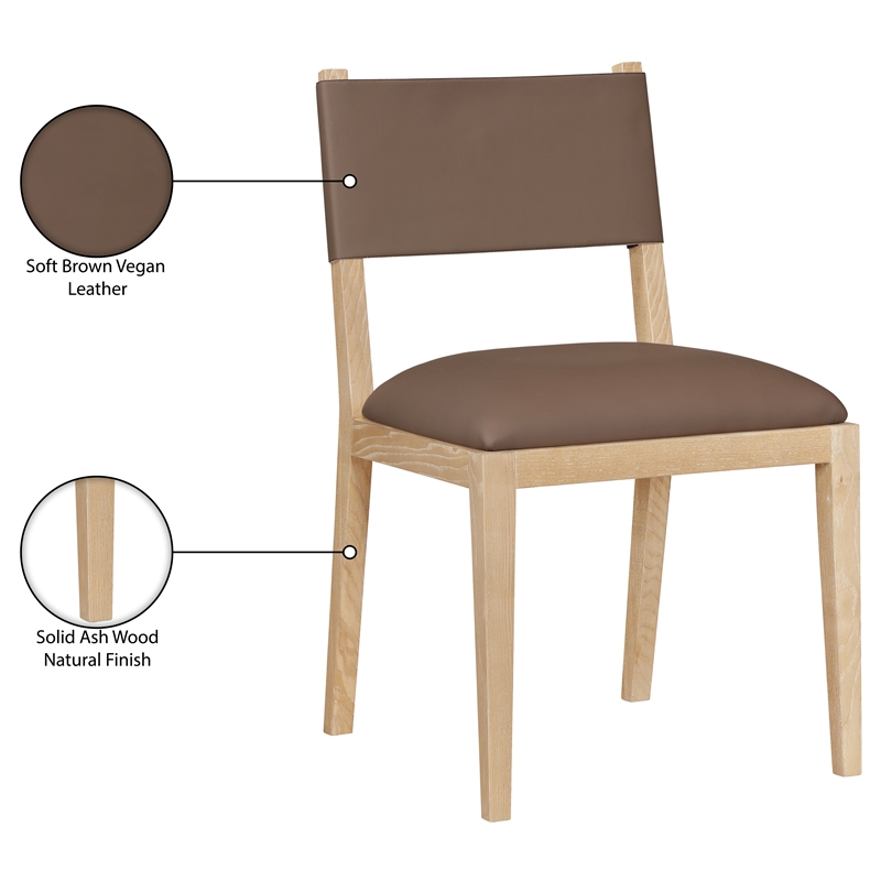 Meridian Furniture Avon Brown Vegan Leather Dining Side Chair (Set of 2)