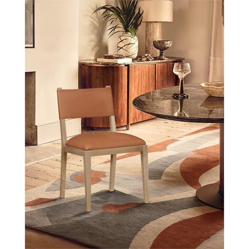 Meridian Furniture Avon Cognac Vegan Leather Dining Side Chair (Set of 2)