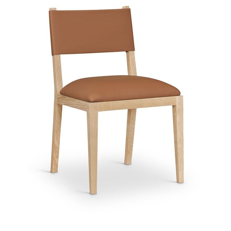 Meridian Furniture Avon Cognac Vegan Leather Dining Side Chair (Set of 2)