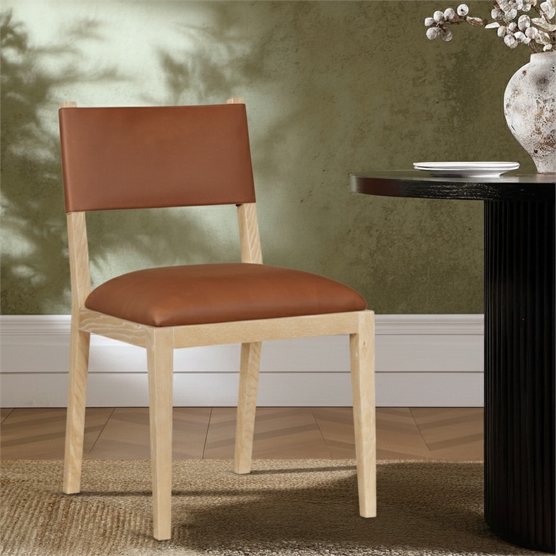 Meridian Furniture Avon Cognac Vegan Leather Dining Side Chair (Set of 2)