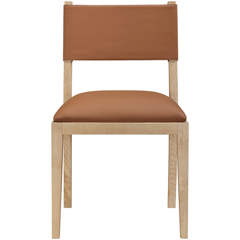 Meridian Furniture Avon Cognac Vegan Leather Dining Side Chair (Set of 2)