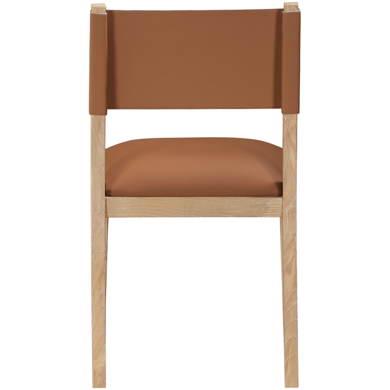 Meridian Furniture Avon Cognac Vegan Leather Dining Side Chair (Set of 2)