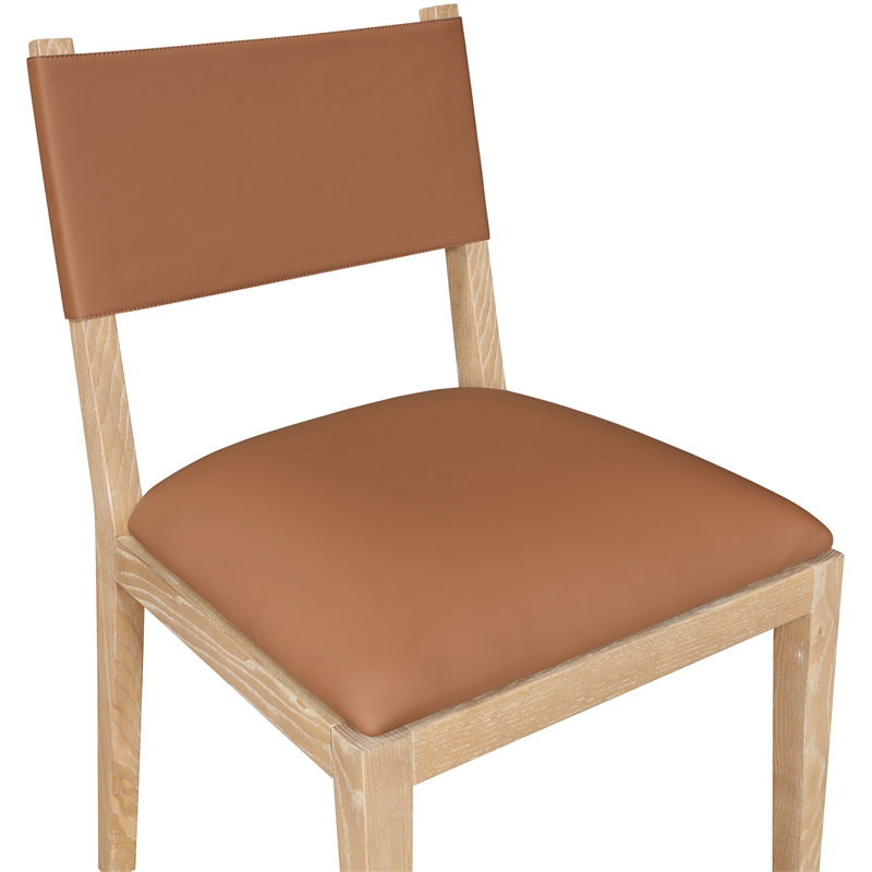 Meridian Furniture Avon Cognac Vegan Leather Dining Side Chair (Set of 2)