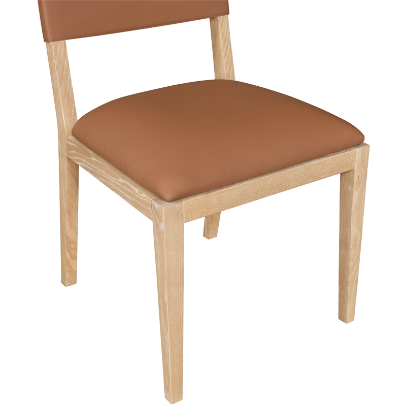 Meridian Furniture Avon Cognac Vegan Leather Dining Side Chair (Set of 2)